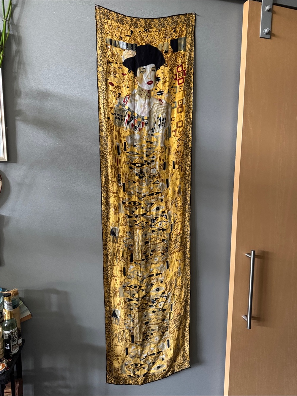 Klimt Portrait of Adele Artistic Woman in Gold 100% Silk Scarf Wall Art - Picture 7 of 7